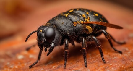 Sticker -  Close-up of a bee with striking yellow and black markings