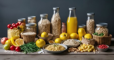 Canvas Print -  A vibrant display of fresh produce and grains, ready for a healthy meal