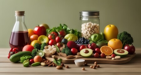 Wall Mural -  Fresh produce and healthy ingredients for a nutritious meal