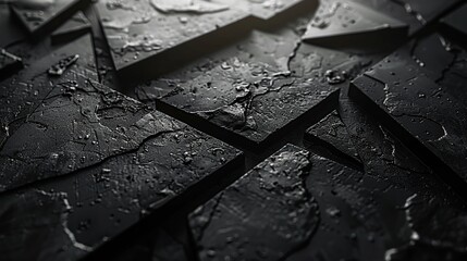Black triangle background, beautiful texture, 3d rendering.