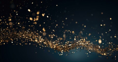 Wall Mural - Gold dust particles on black background. Generative AI.
