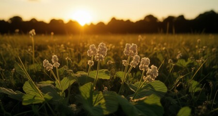 Poster -  Sunset's golden glow illuminates the tranquility of nature