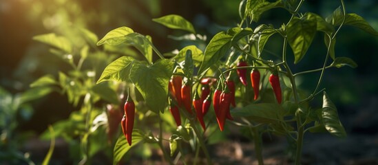 Wall Mural - Cultivation of chili plants Chili plants that are ready to harvest