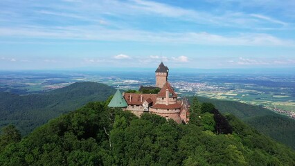 Sticker - Haut Koenigsbourg Castle in the forest , Europe, France, Alsace, Bas Rhin, towards Strasbourg, in summer, on a sunny day.