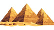 Egyptian pyramids landmarks isolated on white backgr