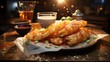 Delicious crispy tempura on a plate with blur background,