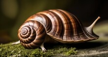  Nature's Slow-moving Beauty - A Close-up Of A Snail's Shell