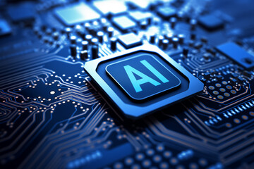 Ai technology, Artificial Intelligence concept on electronic computer circuit, machine learning