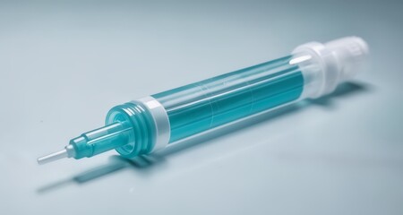 Wall Mural -  A single syringe with a clear barrel and needle, ready for use