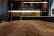 Wood Tabletop Spotlight: Stylish Product Display in Modern Kitchen