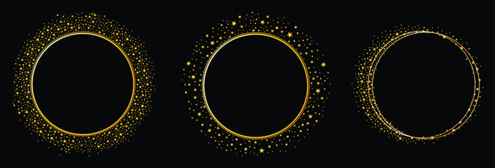 Round Circle Frame with Sparkle Glitter Stars Transparent Vector design 1