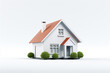 © Anayat - 3d house with chimney and grass on a white background.