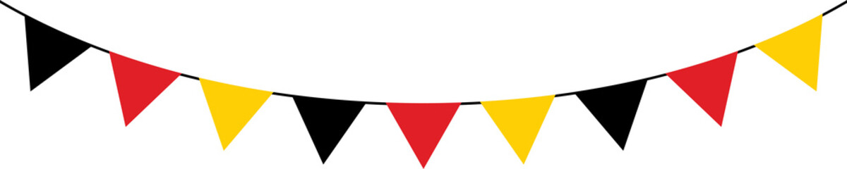 Wall Mural - Seamless flag of Germany triangle party bunting border. Flat design illustration.	