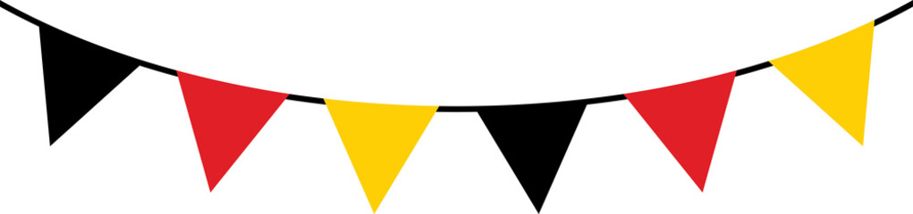 Wall Mural - Seamless flag of Germany triangle party bunting border. Flat design illustration.	