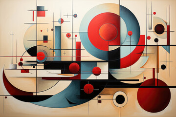 Poster - Colorful Abstract Geometric Composition Background Texture extreme closeup. Generative AI