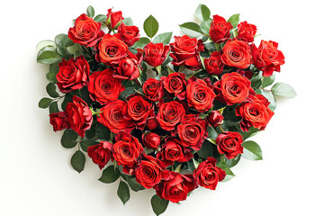 Aufkleber - Love Concept. A Bunch of Red Roses in a Heart Shape extreme closeup. Generative AI