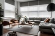 © VisualVanguard - A contemporary living room decor with lovely window treatments