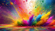 Burst of colors in a Holi celebration, Generative AI, Generative, AI