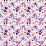Fototapeta Kwiaty - Seamless Purple Watercolor Flowers. A Stunning Pattern for Decorating and Crafting