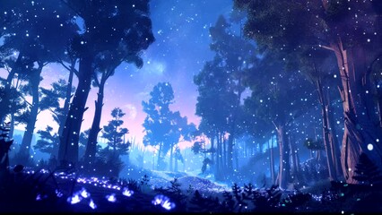 Wall Mural - the view of the purple forest is very beautiful. Seamless looping time-lapse virtual 4k video animation background