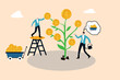© fahim - Investment growth, wealth management or savings to gain interest, passive income or harvest profit or dividend, earning money or prosperity concept, businessman help grow money and harvesting profit.