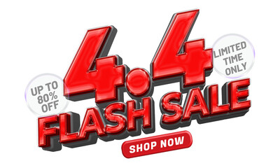 4.4 online shopping day sale banner template with 3d style effect