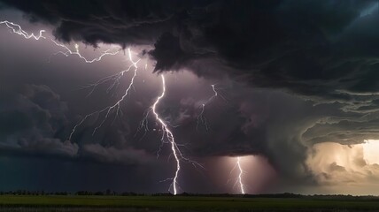 a beautiful thundercloud with rain hovered over the sea, generative ai