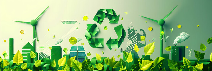 Poster - a conceptual image showcasing the integration of green energy solutions and sustainable power engine