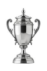 Silver trophy on a transparent background. Winner cup gold sign. Hyperrealistic Highly Detailed