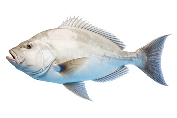 Wall Mural - Image of a halibut fish isolated on white background. Fresh fish. Underwater animals. Generative AI.