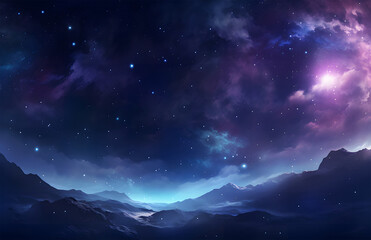 Wall Mural - purple space in the galaxy with the stars ai generative