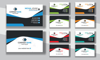 Creative modern clean corporate double-side business card template, personal visiting card, vector illustration, professional simple identity blue, red white and black elegant visiting card.