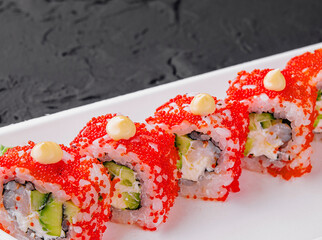 Wall Mural - Sushi Roll California on white plate