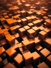 Poster - Abstract composition of orange d cubes from Generative AI