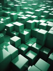 Poster - Abstract composition of green d cubes from Generative AI