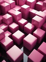 Poster - Abstract composition of pink d cubes from Generative AI