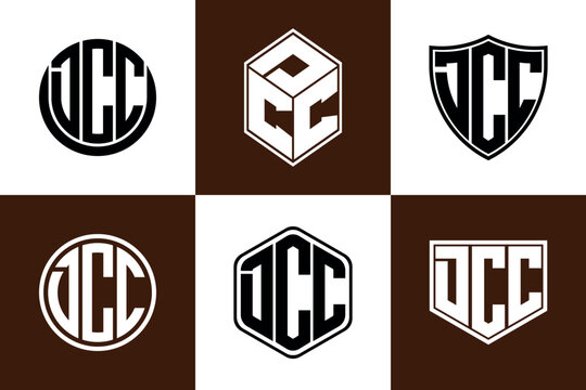 DCC initial letter geometric shape icon logo design vector. monogram, letter mark, circle, polygon, shield, symbol, emblem, elegant, abstract, wordmark, sign, art, typography, icon, geometric, shape