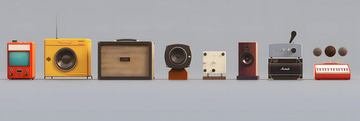 Wall Mural - 3D illustration of music player evolution