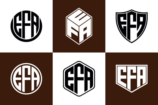 EFA initial letter geometric shape icon logo design vector. monogram, letter mark, circle, polygon, shield, symbol, emblem, elegant, abstract, wordmark, sign, art, typography, icon, geometric, shape