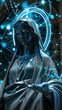 technology digital Blockchain technology under Virgin Marys watchful eye becomes a vessel for mindfulness blending innovation with moral guidance