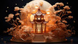 Mid-Autumn Festival Chinese style moon Kongming lantern two-dimensional style sky.
