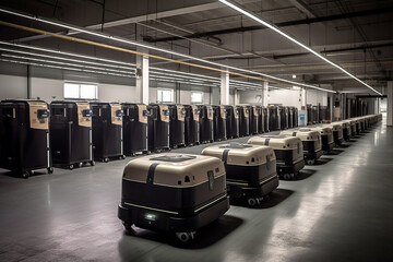 Robot army efficiently sorts hundreds of parcels per hour, automated guided vehicle, AGV.