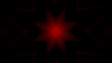 Poster - Abstract flashing stars in the dark. Design. Fractal blinking kaleidoscope shapes on a black background.