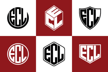 ECL initial letter geometric shape icon logo design vector. monogram, letter mark, circle, polygon, shield, symbol, emblem, elegant, abstract, wordmark, sign, art, typography, icon, geometric, shape