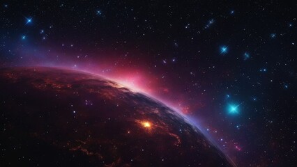  A high quality stock photograph of a beautiful colorfull universe with stars on a dark theme or background
