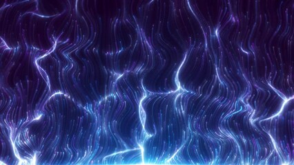 Wall Mural - Blue upward flowing particle Lines, blue technology data flow, blue light stripes flow, abstract information flow from luminous stream of lines. Blue particle light flow, elegant wave lines rise.