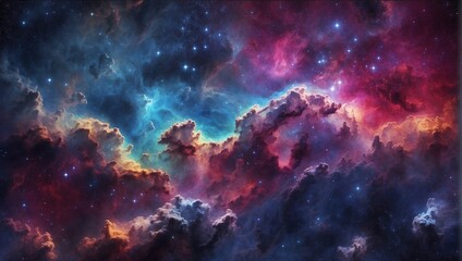 Wall Mural - beautiful colorful nebula views made by AI generative