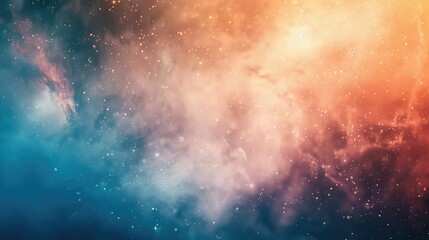 Wall Mural - Glowing orange and blue nebula with stars.