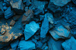 Vivid blue textured rocks and stones closeup