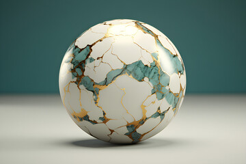Poster - Close-up of a marble sphere with streaks, generated by AI. 3D illustration
